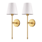 Transitional Aluminum Wall Light With Rechargeable Remote-Control Bulb in Gold — Greenwich Home & Living