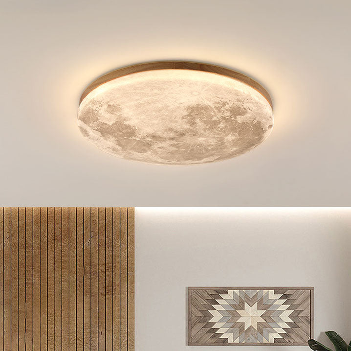 Modern Wood Flush Mount Ceiling Light With Selectable White Light — Greenwich Home & Living