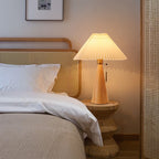 Retro Bamboo-Wood Table Lamp With Warm LED Glow for Living Room — Greenwich Home & Living
