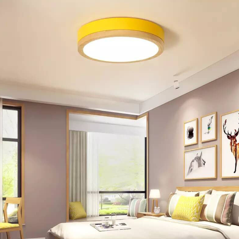 Scandinavian Wood Flush Mount Ceiling Light for Living Room — Greenwich Home & Living