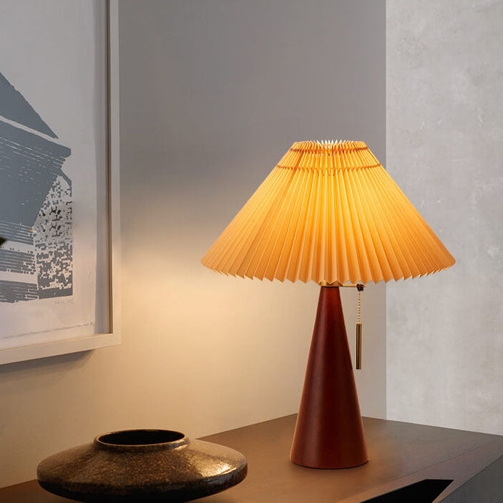 Retro Bamboo-Wood Table Lamp With Warm LED Glow for Living Room in Walnut — Greenwich Home & Living
