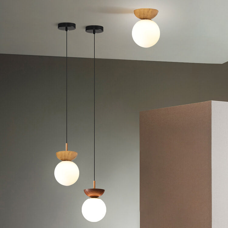 Modern Wood and Glass Pendant Light With Warm LED Glow — Greenwich Home & Living