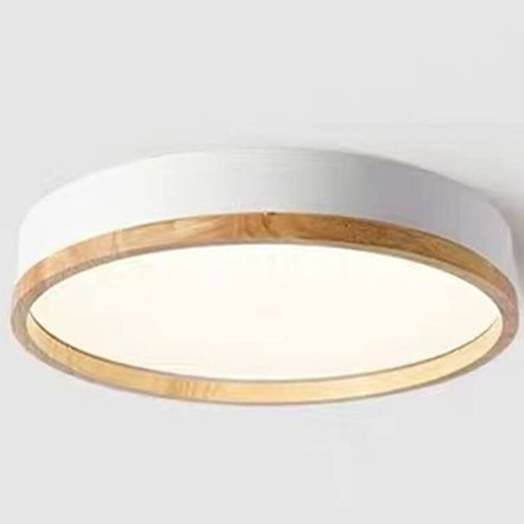 Scandinavian Wood Flush Mount Ceiling Light for Living Room in White — Greenwich Home & Living
