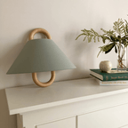 Modern Wood Wall Sconce With Warm LED Glow in Green - Flat — Greenwich Home & Living