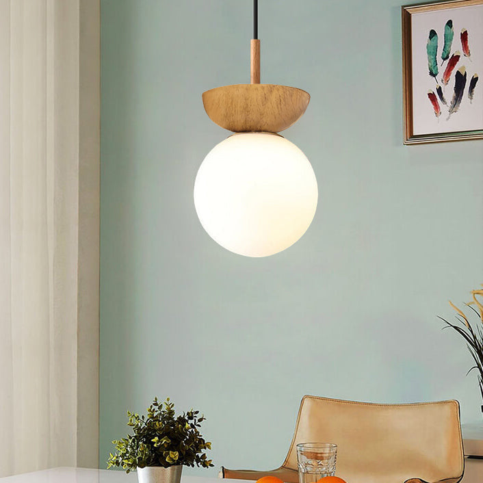 Modern Wood and Glass Pendant Light With Warm LED Glow — Greenwich Home & Living
