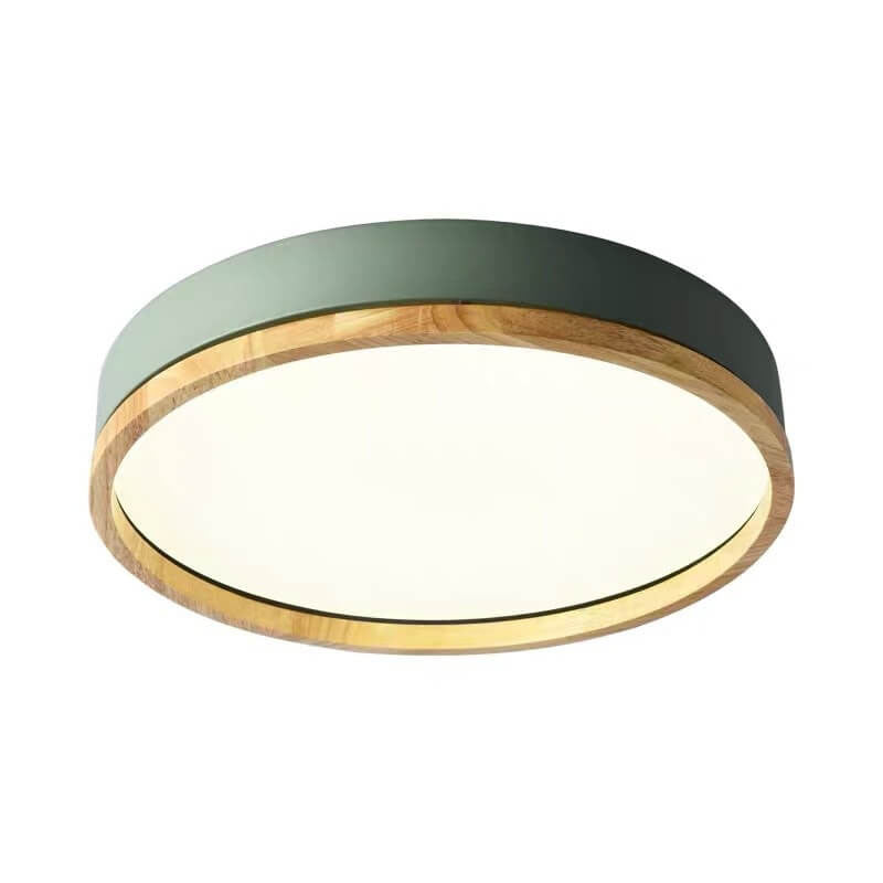 Scandinavian Wood Flush Mount Ceiling Light for Living Room in Green — Greenwich Home & Living