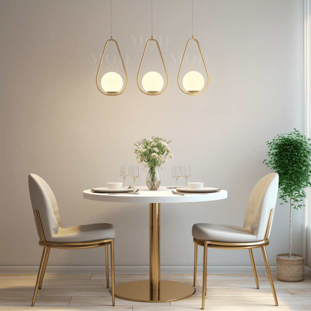 Modern Aluminum Pendant Light With Dual-Color LED for Dining Room in Style D - 22 cm (9″) × 39 cm (15″) × 15 cm (6″) — Greenwich Home & Living
