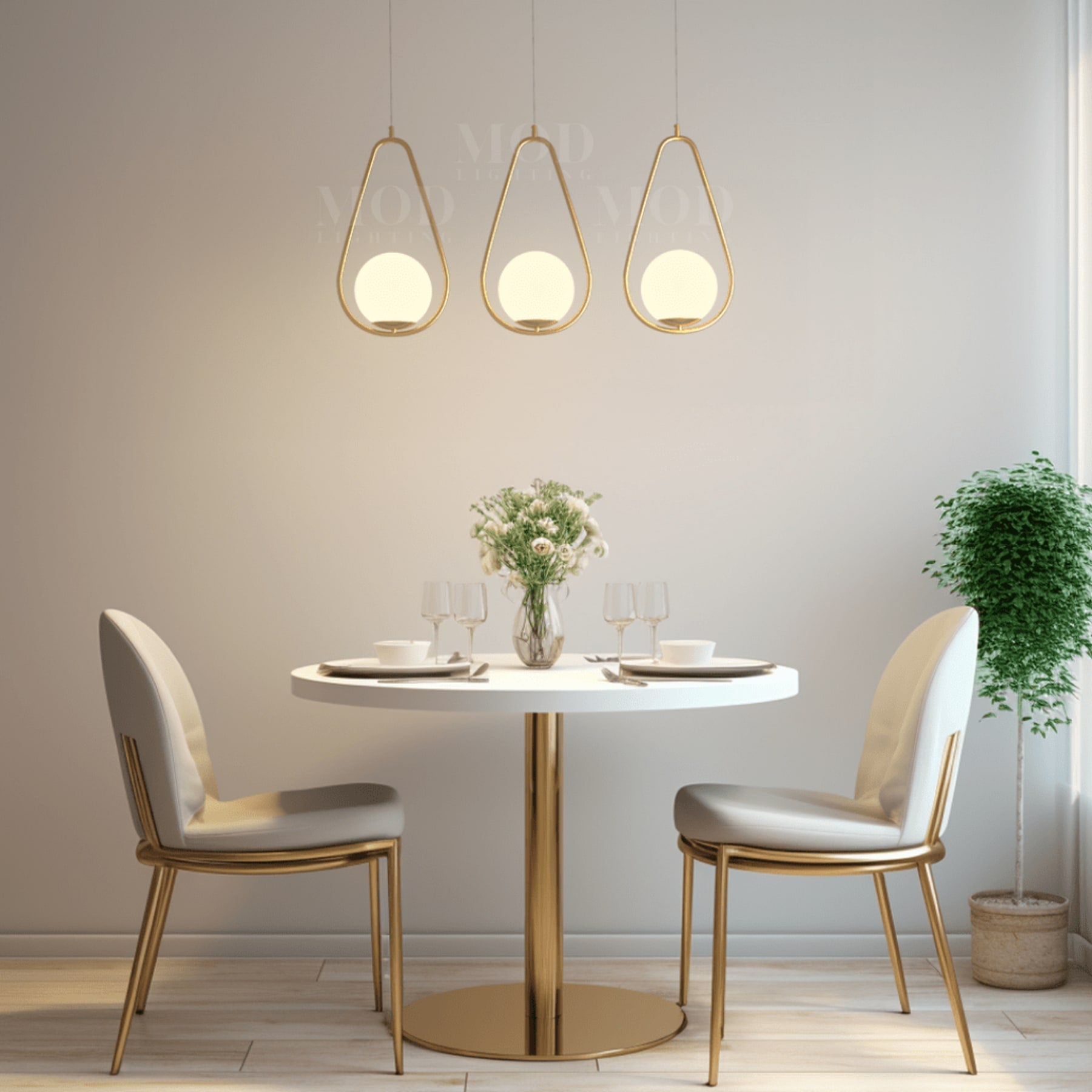 Modern Aluminum Pendant Light With Dual-Color LED for Dining Room in Style D - 22 cm (9″) × 39 cm (15″) × 15 cm (6″) — Greenwich Home & Living