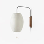 Modern Silk and Walnut Wood Wall Light for Bedroom and Living Room — Greenwich Home & Living