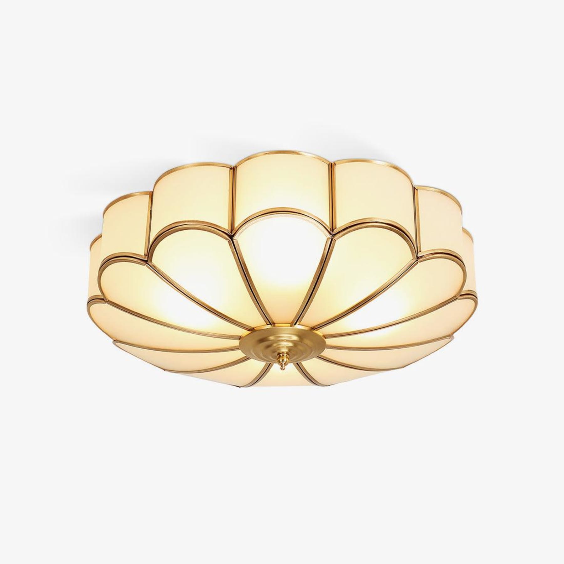 Traditional Brass and Glass Flush Mount Ceiling Light for Living Room — Greenwich Home & Living