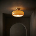 Contemporary Glass Semi-Flush Mount Ceiling Light for Living Room in Gold Amber — Greenwich Home & Living