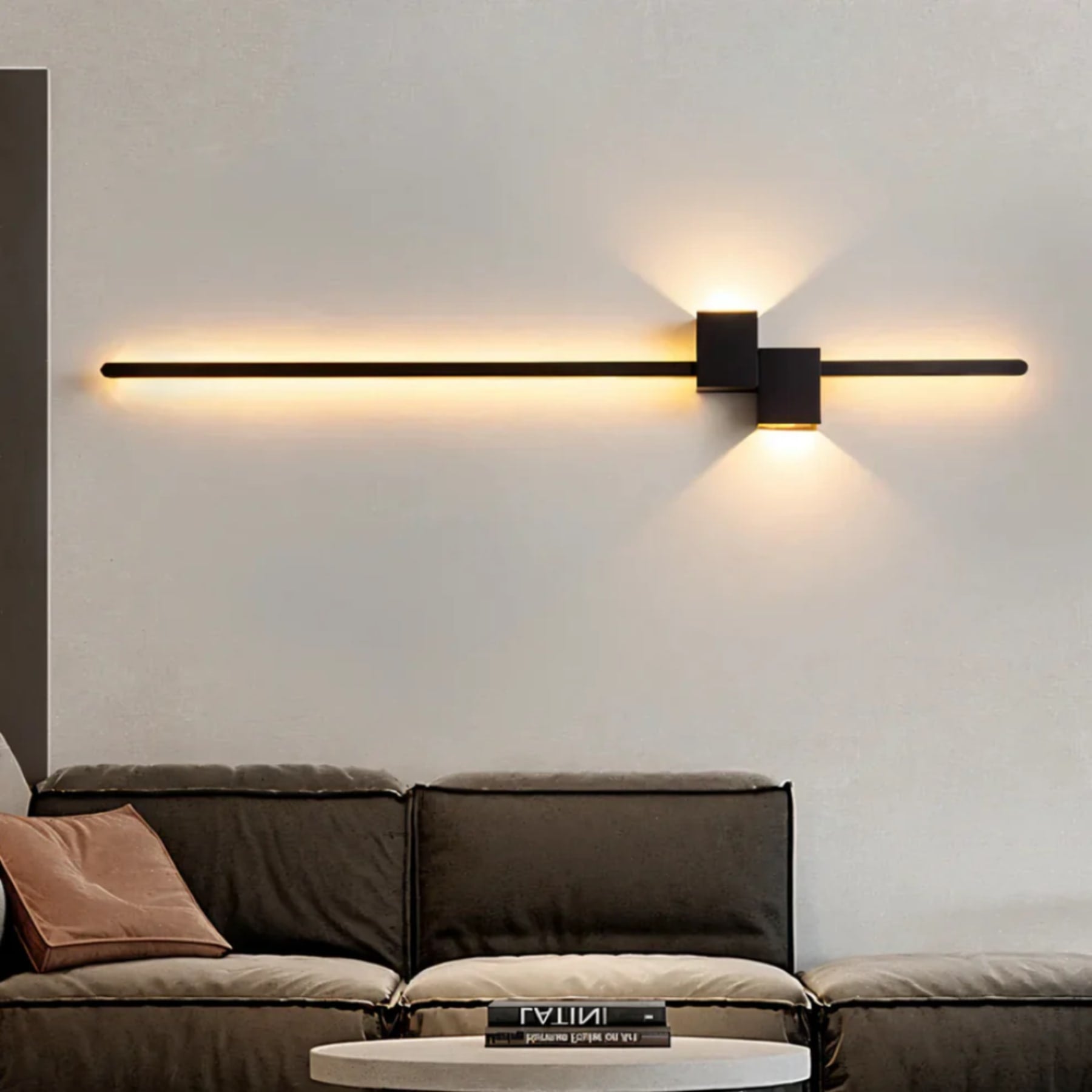 Minimalist Aluminum Wall Light With Integrated Warm LED for Living Room in Black — Greenwich Home & Living