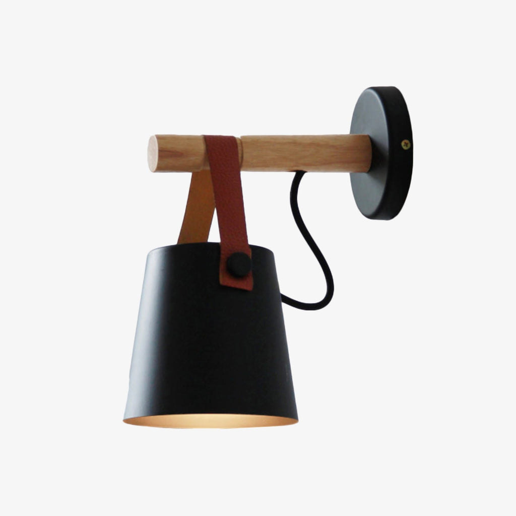 Modern Wood And Iron Wall Light With Warm White LED Glow in Black — Greenwich Home & Living