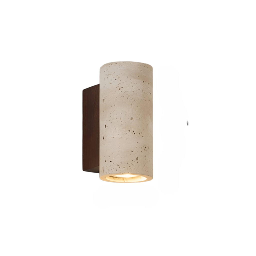 Minimalist Travertine and Wood Wall Light With Warm LED Glow — Greenwich Home & Living