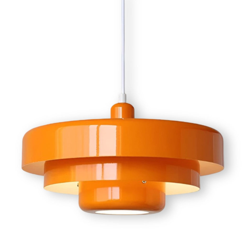 Retro Glass Pendant Light With Warm White Glow For Living And Dining Rooms in Orange — Greenwich Home & Living