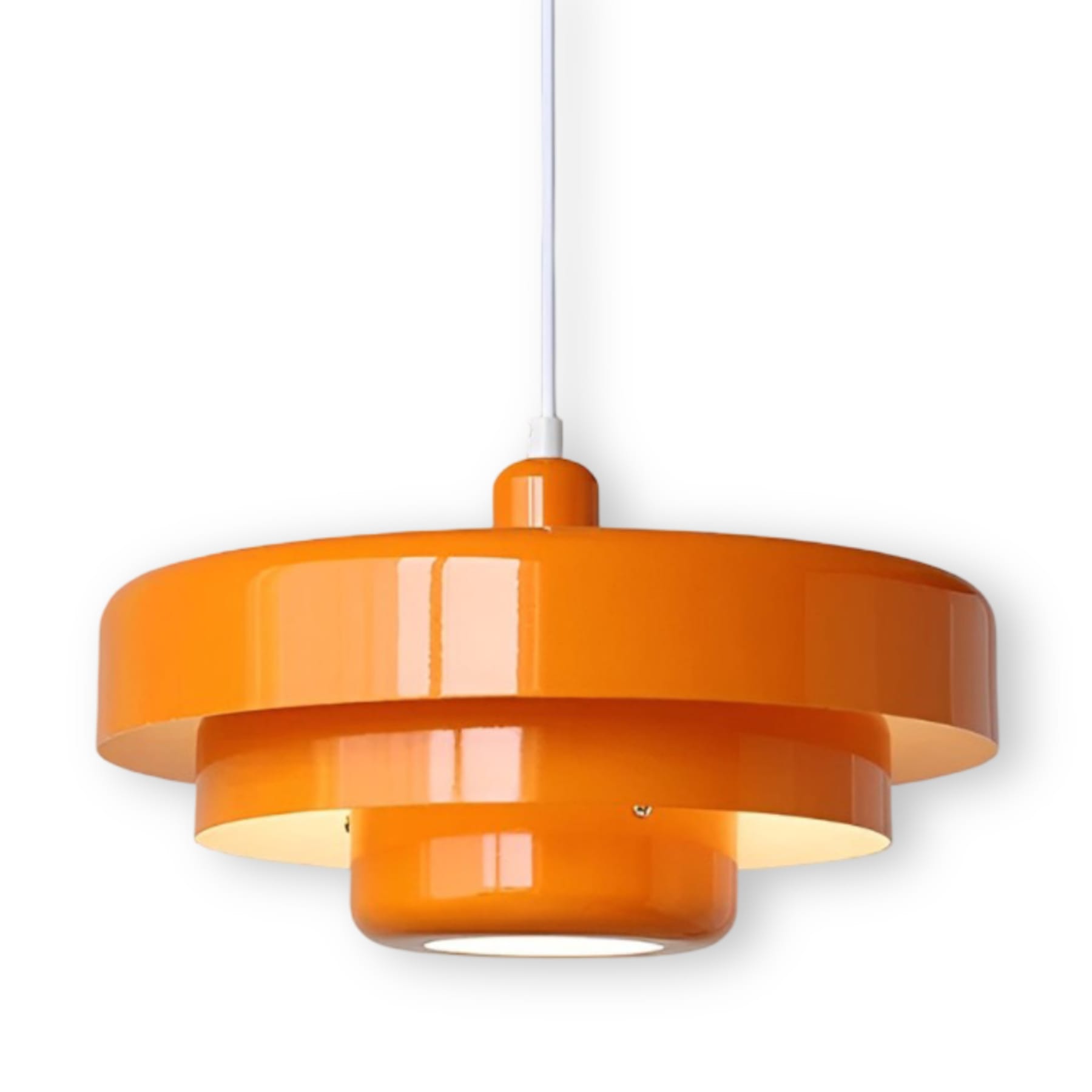 Retro Glass Pendant Light With Warm White Glow For Living And Dining Rooms in Orange — Greenwich Home & Living