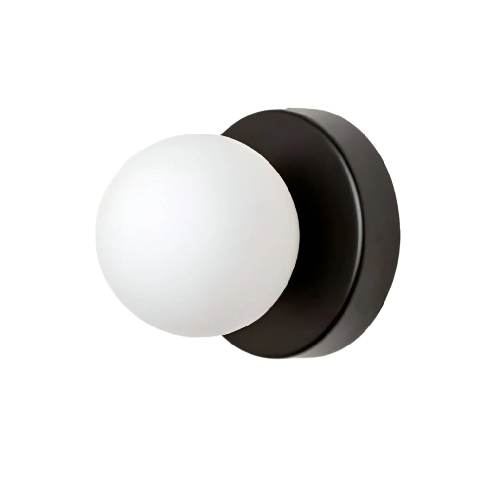 Minimalist Metal Glass Wall Light With Warm White Glow in Black — Greenwich Home & Living