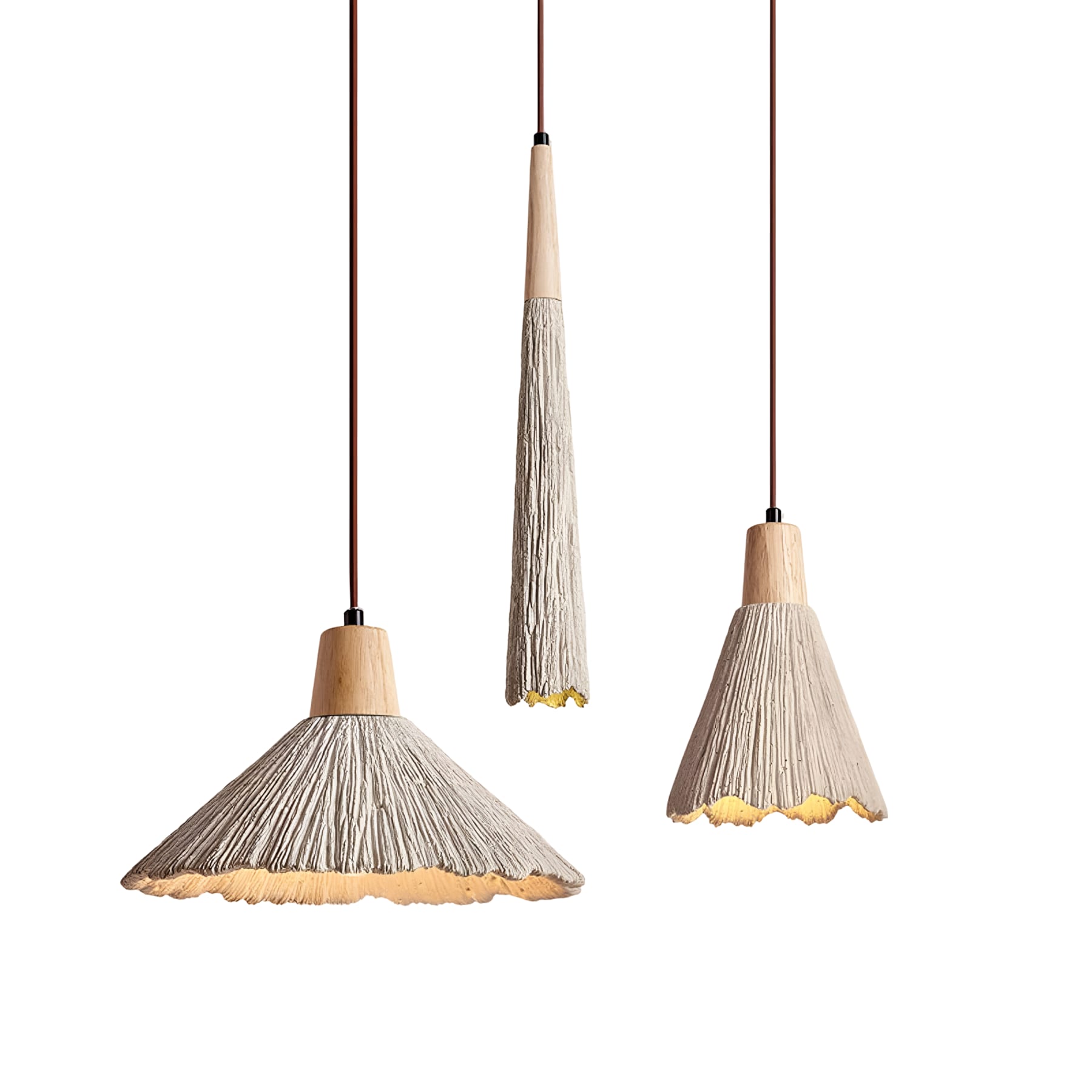 Rustic Wood and Concrete-Look Pendant Light With Warm White Glow for Dining Room — Greenwich Home & Living