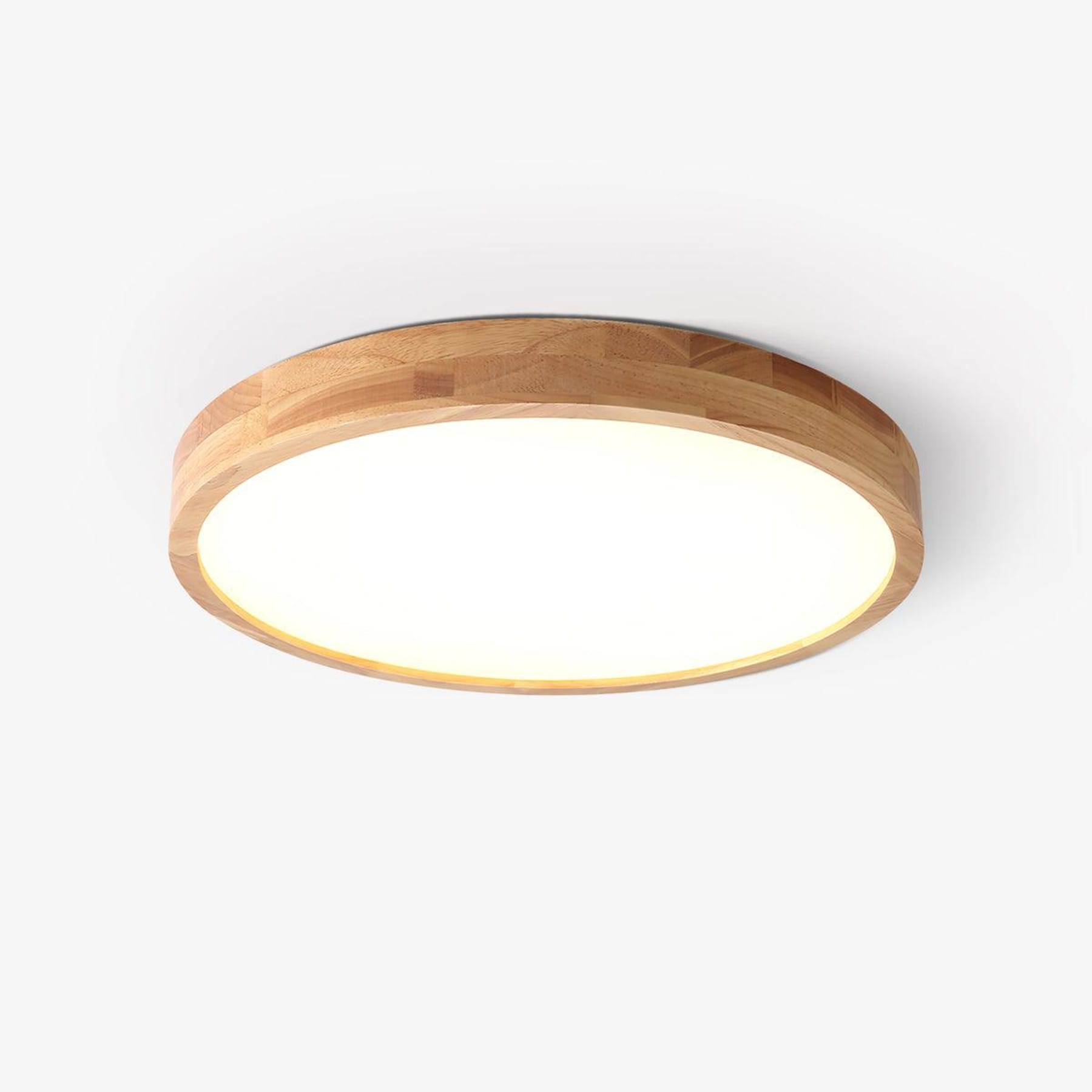 Minimalist Solid Wood Flush Mount Ceiling Light With Tri-Color Lighting — Greenwich Home & Living