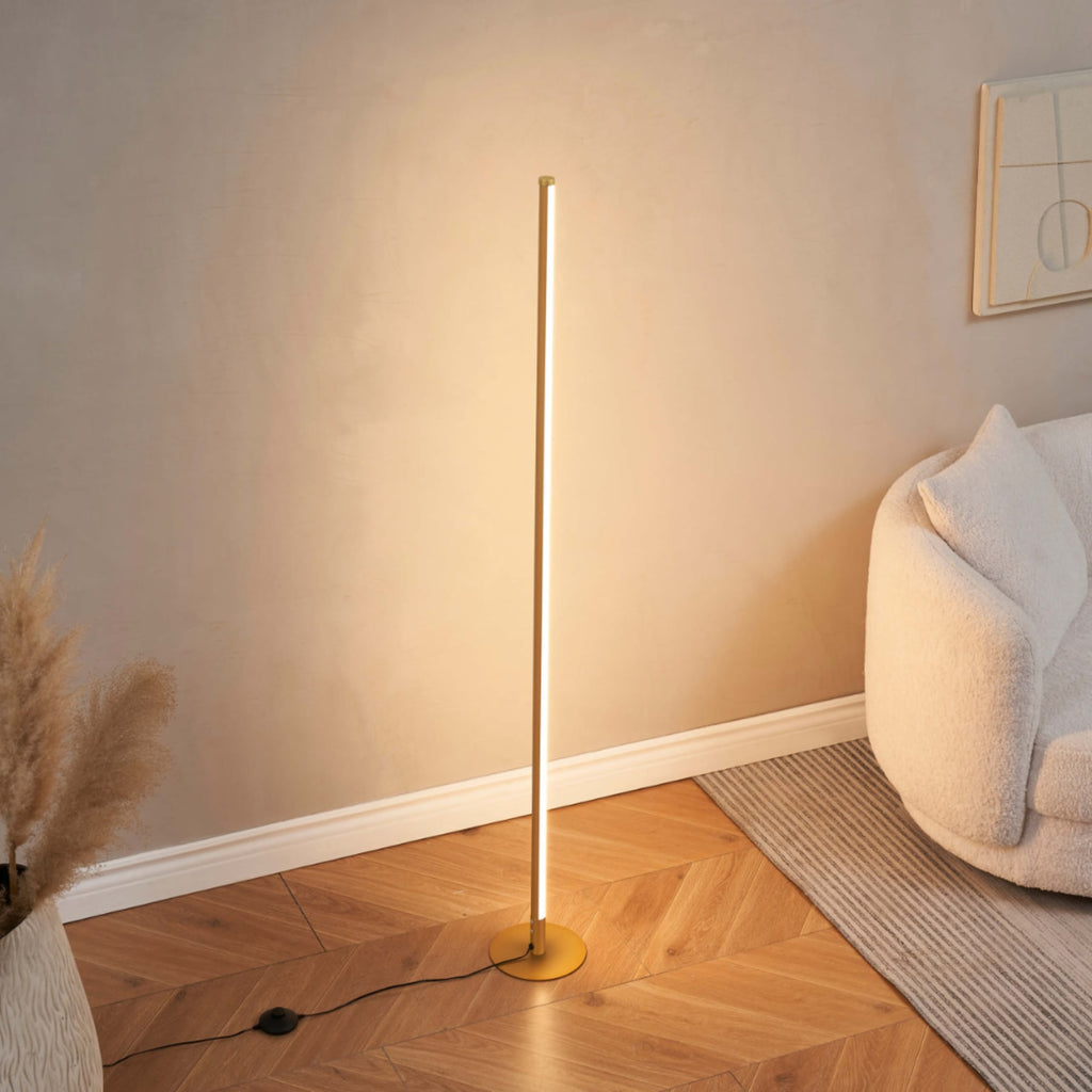 Minimalist Metal Floor Lamp With Stepless Dimming for Living Room in Gold — Greenwich Home & Living