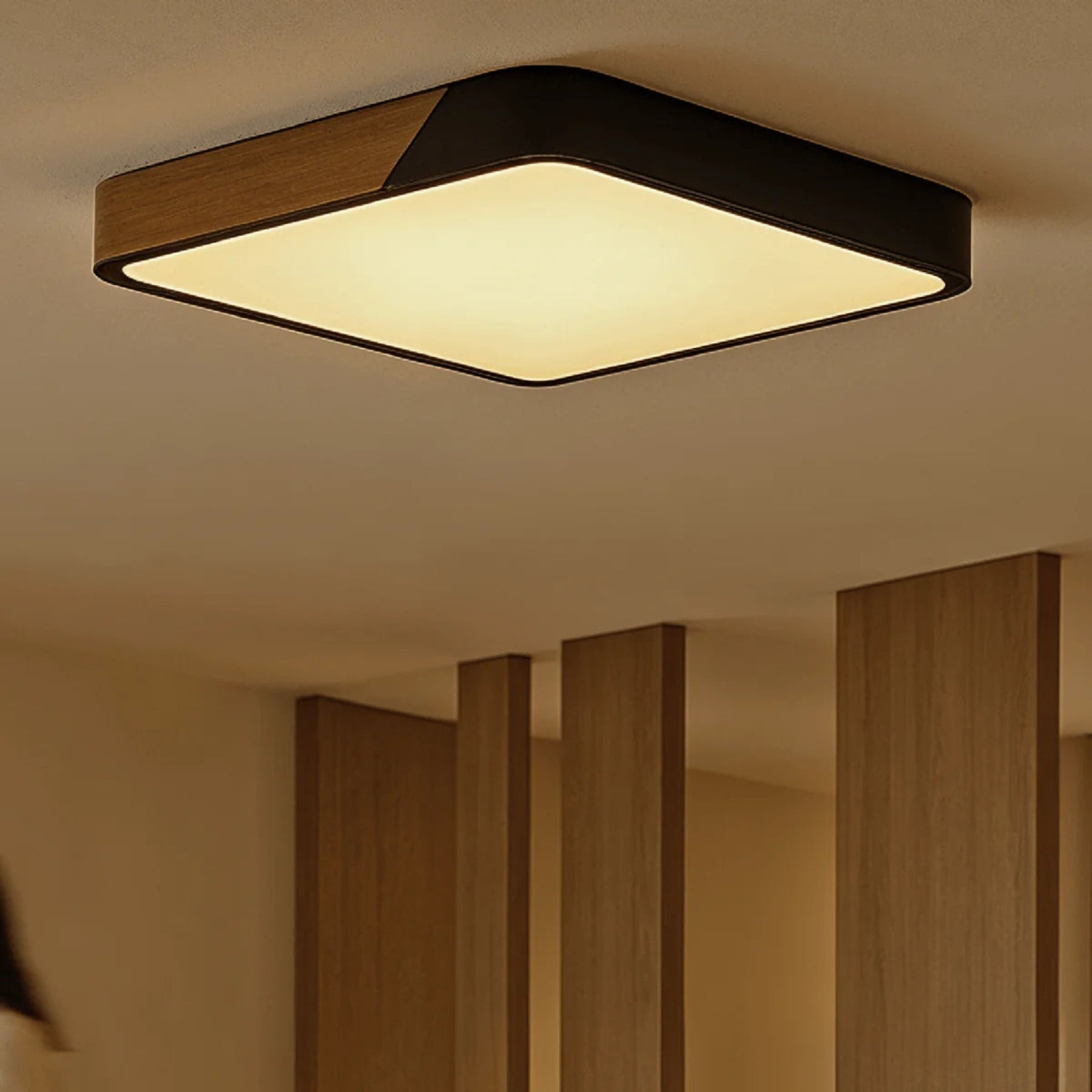 Minimalist Wood Flush Mount Ceiling Light With Stepless Dimming — Greenwich Home & Living