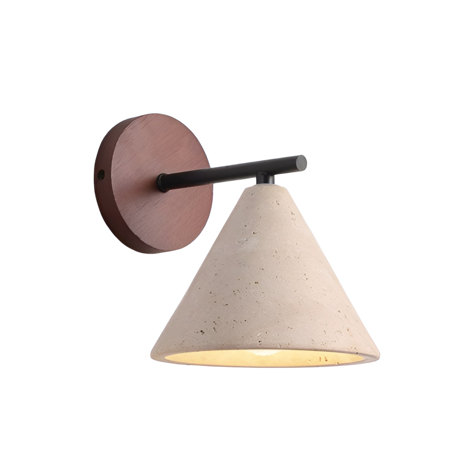 Modern Travertine and Walnut Wall Light With Warm LED Glow — Greenwich Home & Living
