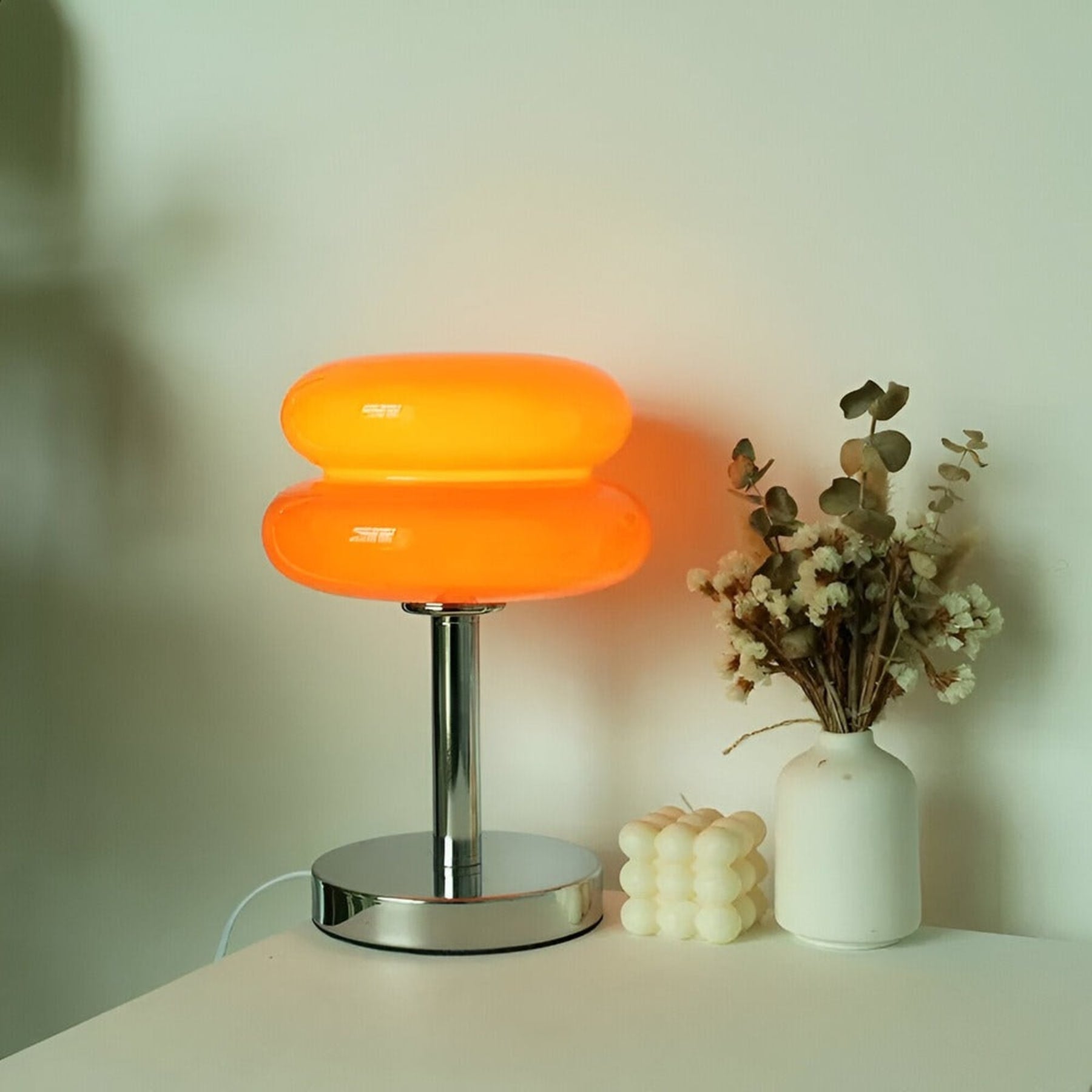 Retro Glass Table Lamp With Three-Color Light For Bedroom in Orange — Greenwich Home & Living