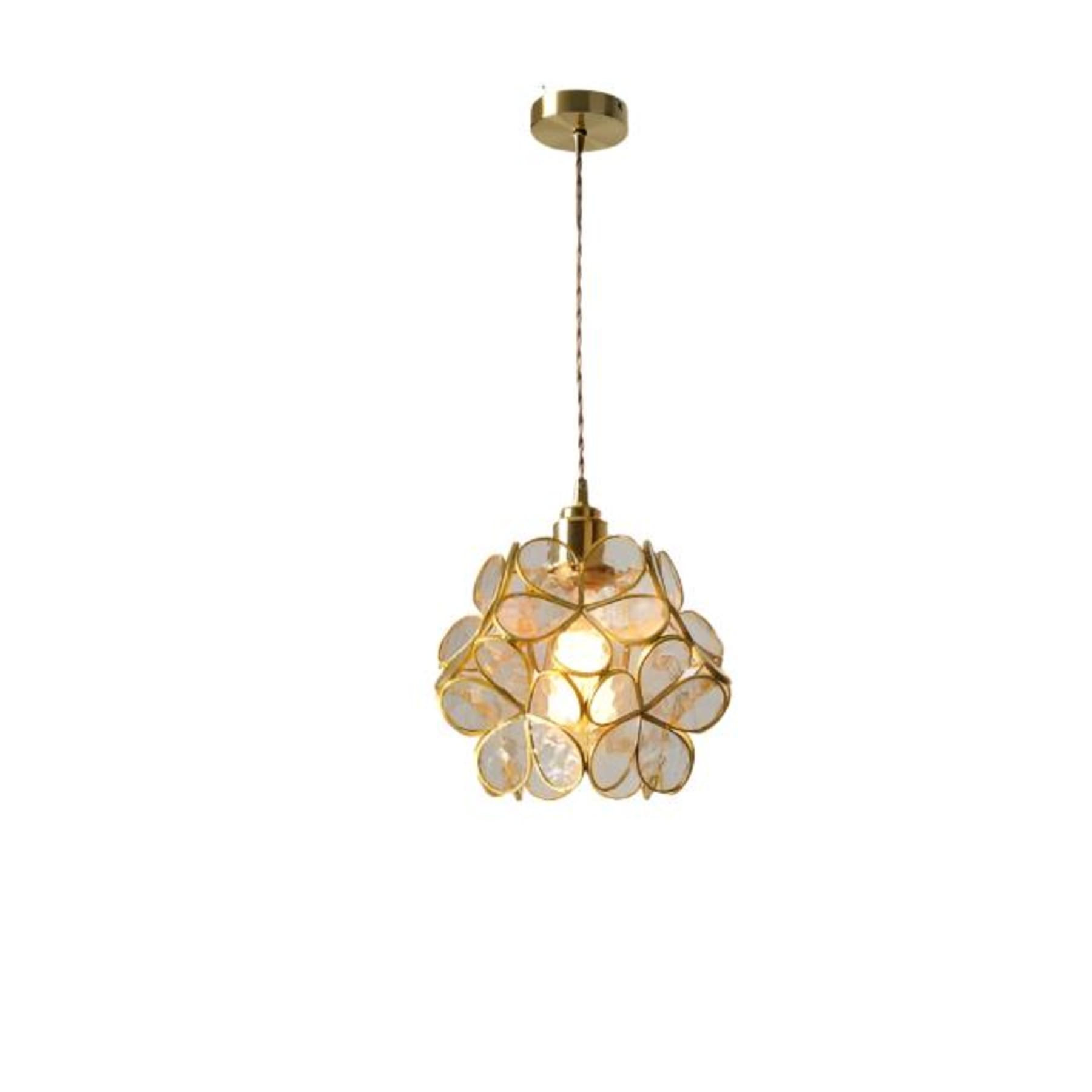 Retro Glass Pendant Light With Warm White Glow in Gold — Greenwich Home & Living