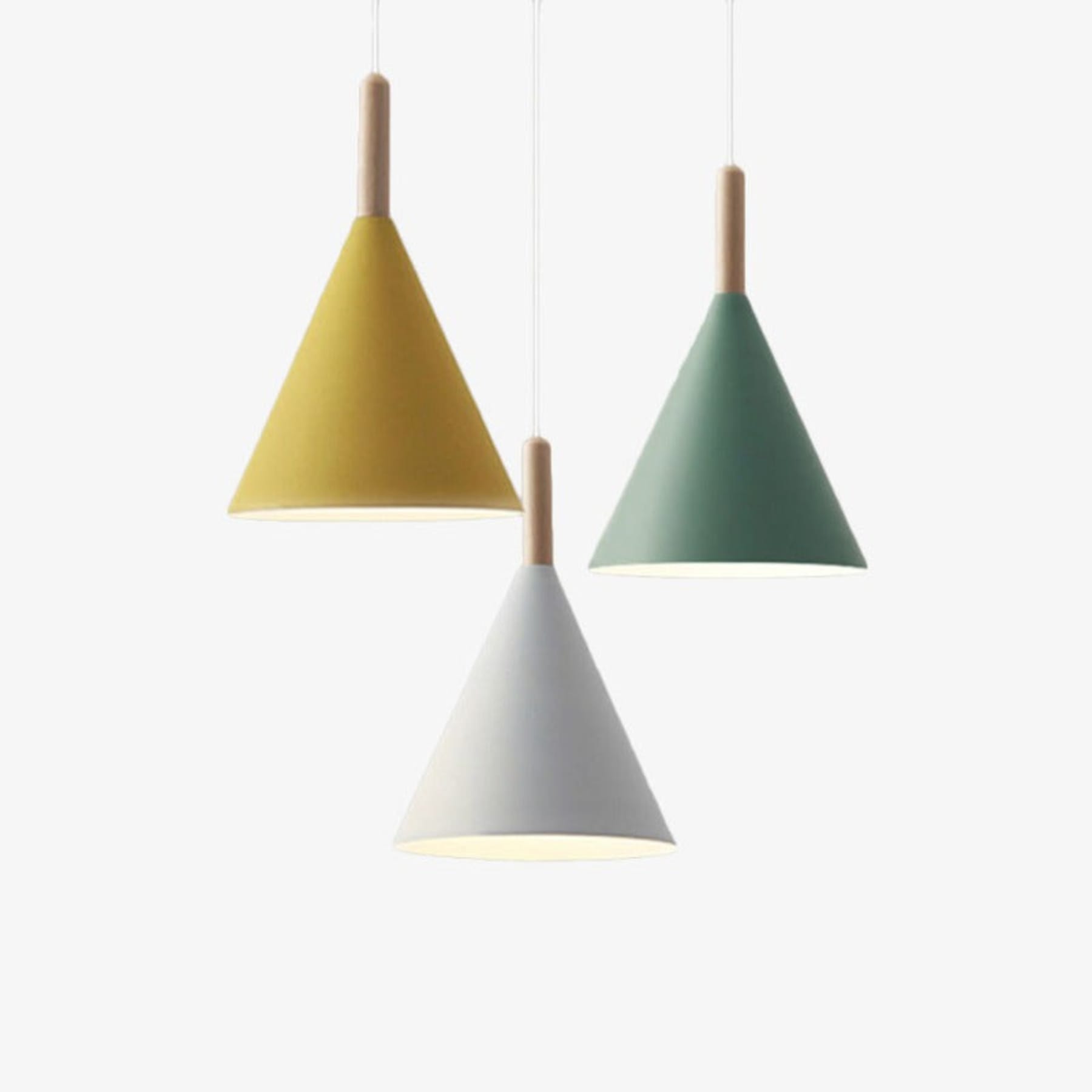 Scandinavian Wood And Aluminum Pendant Light With Three-Color Light For Dining Room — Greenwich Home & Living