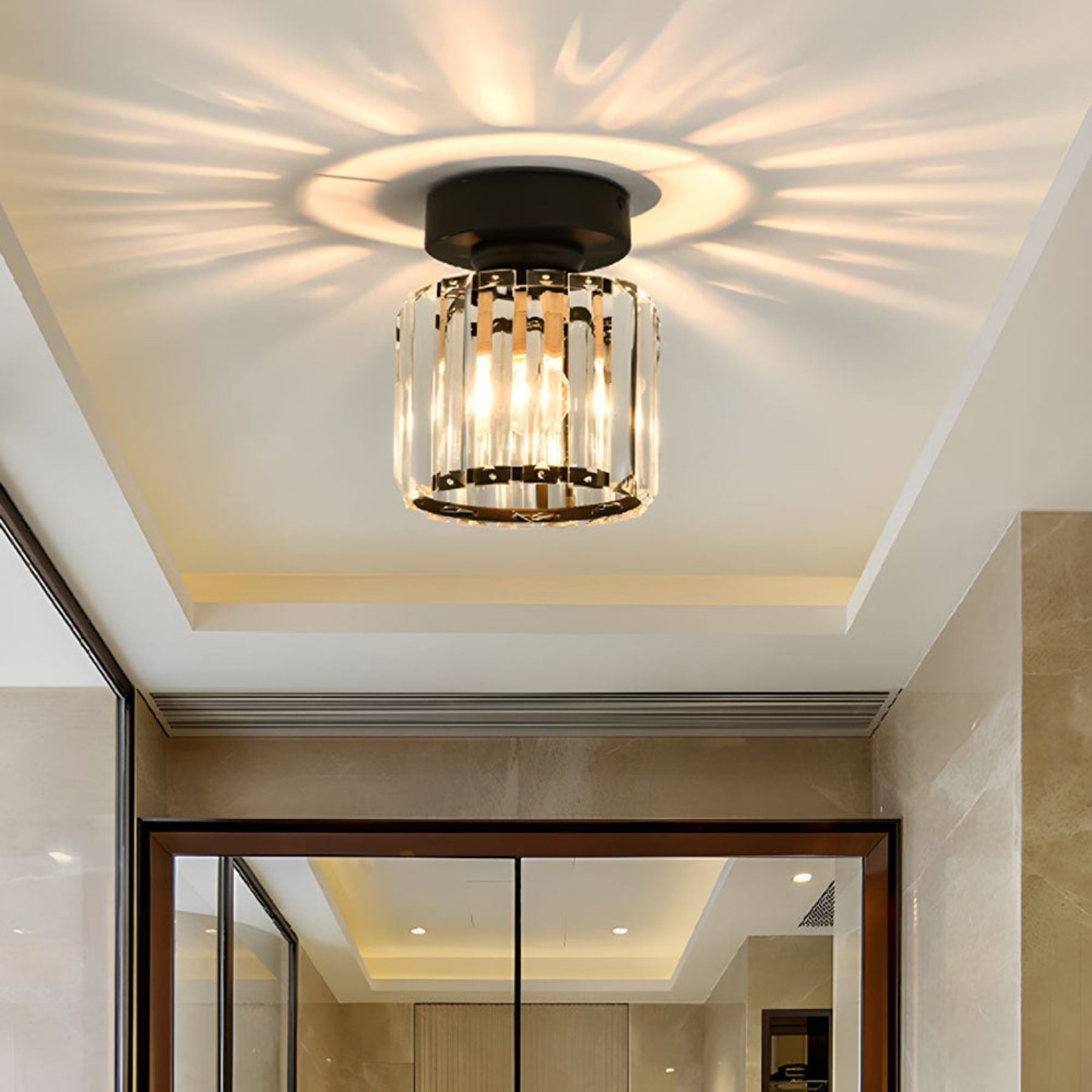 Classic Acrylic Semi-Flush Mount Ceiling Light for Hallway and Bedroom in Black — Greenwich Home & Living
