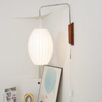 Modern Silk and Walnut Wood Wall Light for Bedroom and Living Room — Greenwich Home & Living