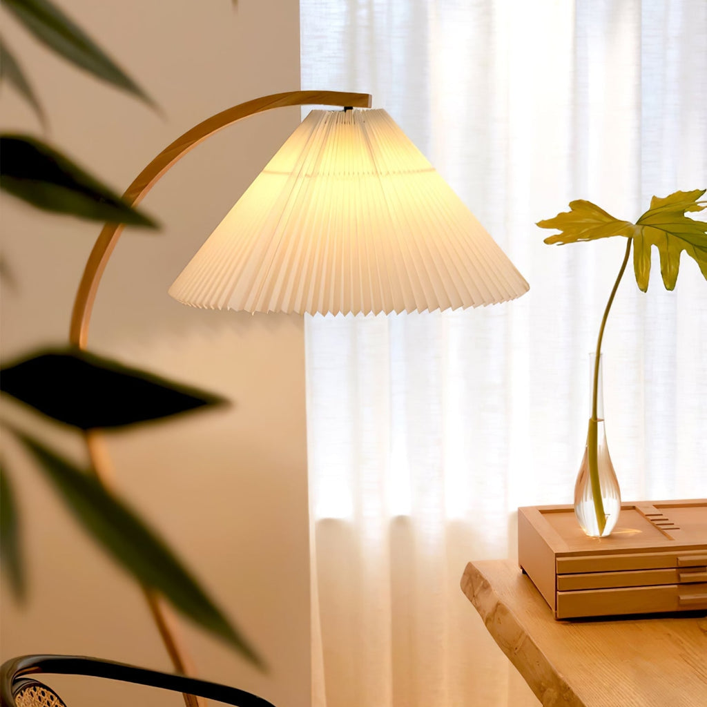 Scandinavian Wood Floor Lamp With Fabric Shade for Living Room — Greenwich Home & Living