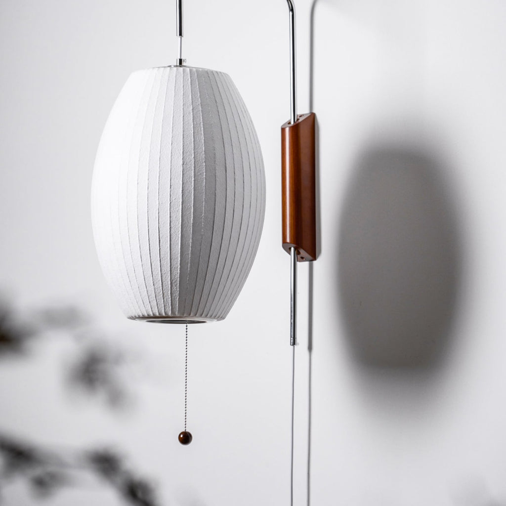 Modern Silk and Walnut Wood Wall Light for Bedroom and Living Room — Greenwich Home & Living