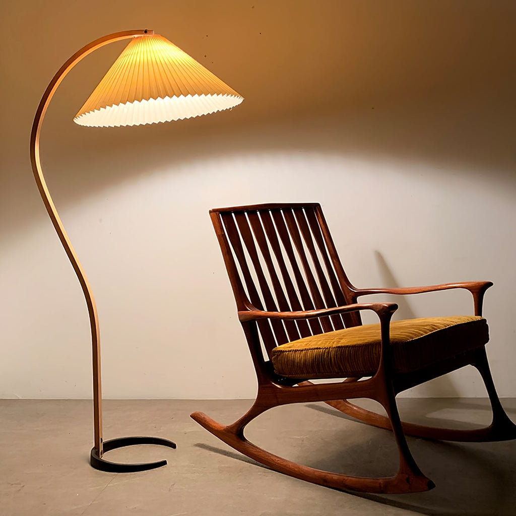 Scandinavian Wood Floor Lamp With Fabric Shade for Living Room — Greenwich Home & Living