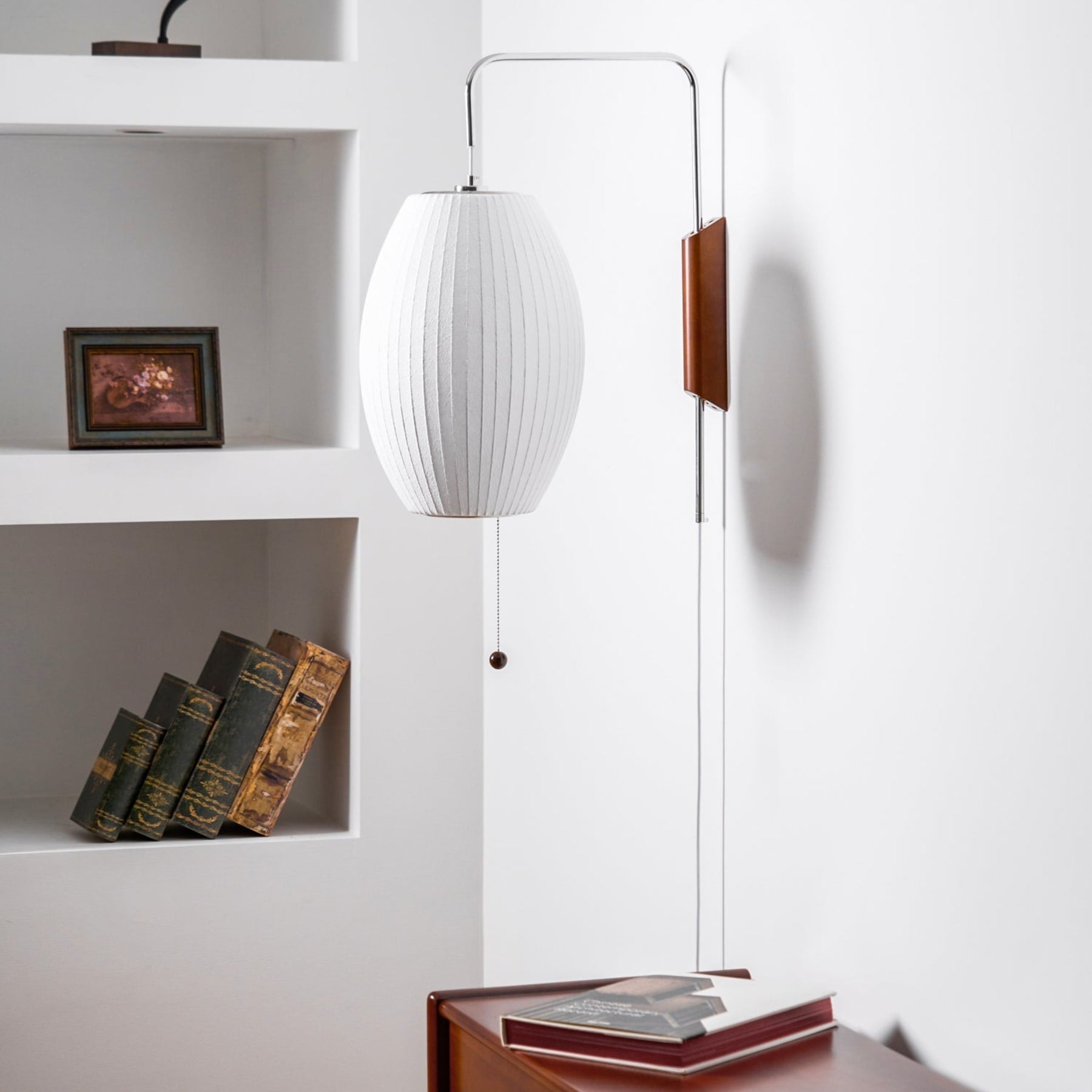 Modern Silk and Walnut Wood Wall Light for Bedroom and Living Room — Greenwich Home & Living