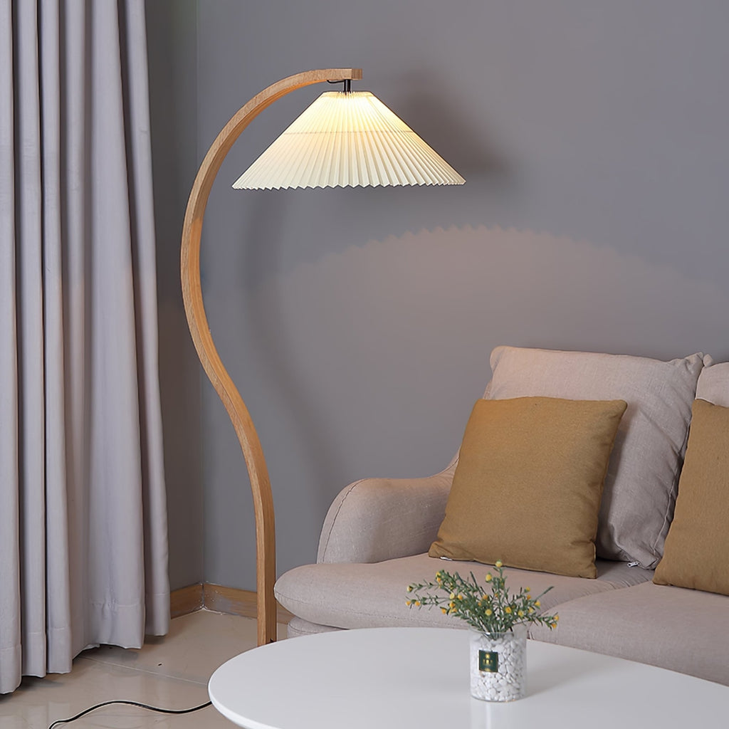 Scandinavian Wood Floor Lamp With Fabric Shade for Living Room — Greenwich Home & Living