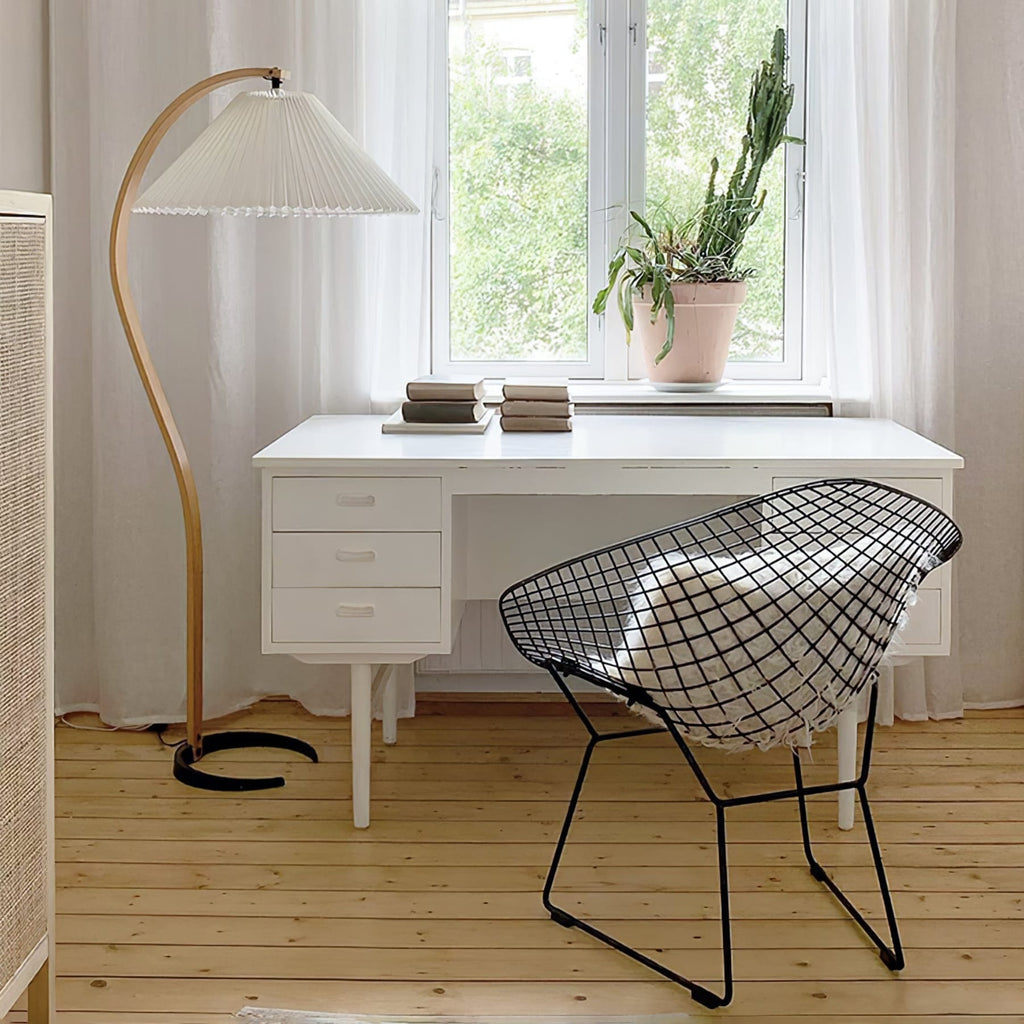 Scandinavian Wood Floor Lamp With Fabric Shade for Living Room — Greenwich Home & Living