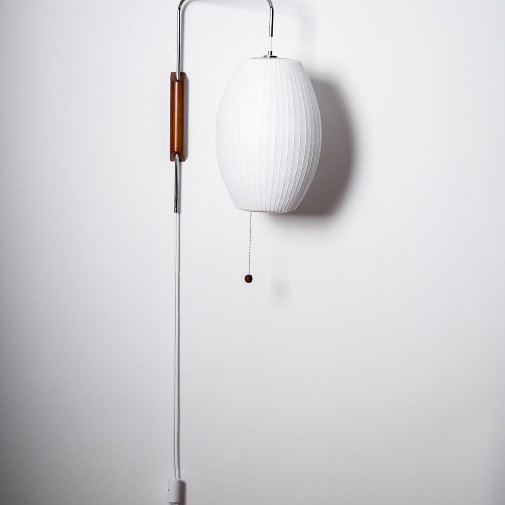 Modern Silk and Walnut Wood Wall Light for Bedroom and Living Room — Greenwich Home & Living