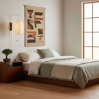 Modern Silk and Walnut Wood Wall Light for Bedroom and Living Room — Greenwich Home & Living