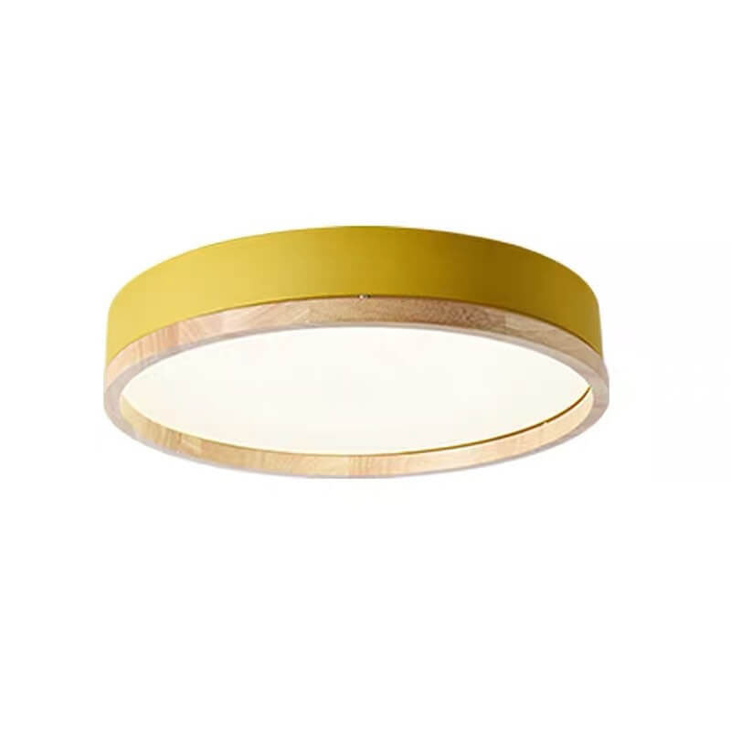 Scandinavian Wood Flush Mount Ceiling Light for Living Room in Yellow — Greenwich Home & Living