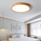Minimalist Solid Wood Flush Mount Ceiling Light With Tri-Color Lighting — Greenwich Home & Living