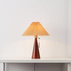 Scandinavian Wood Table Lamp With Fabric Shade — Greenwich Home & Living