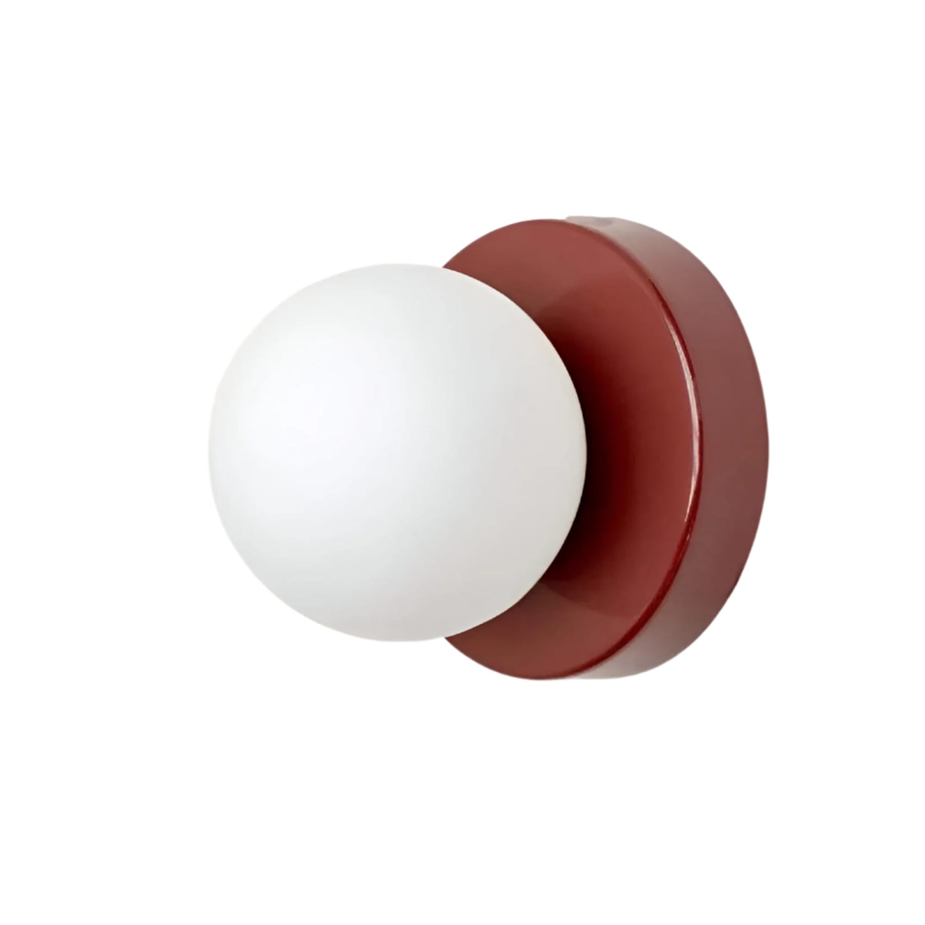 Minimalist Metal Glass Wall Light With Warm White Glow in Red — Greenwich Home & Living