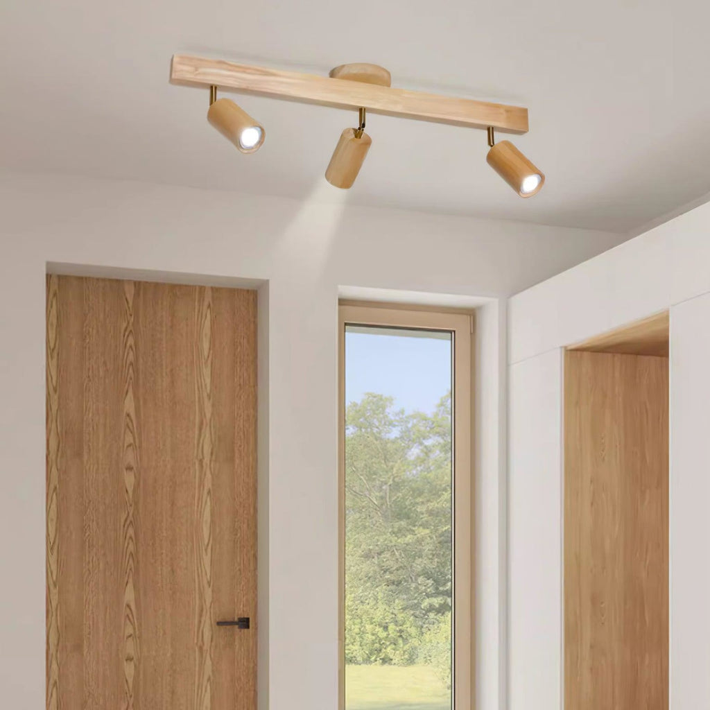 Modern Linear Walnut Wood Ceiling Light With Selectable Color Temperature — Greenwich Home & Living