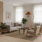 Scandinavian Wood Floor Lamp With Fabric Shade for Living Room — Greenwich Home & Living