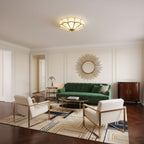 Traditional Brass and Glass Flush Mount Ceiling Light for Living Room — Greenwich Home & Living
