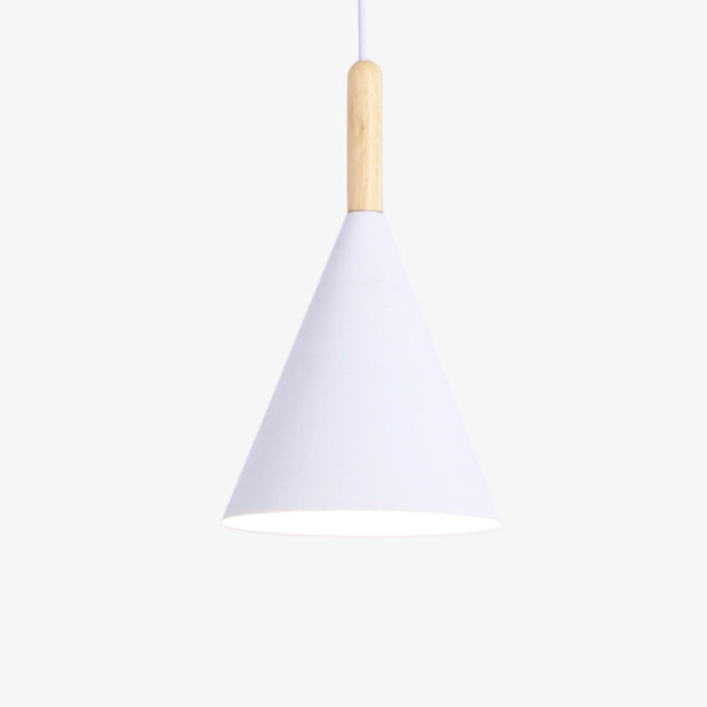 Scandinavian Wood And Aluminum Pendant Light With Three-Color Light For Dining Room in White — Greenwich Home & Living