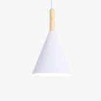 Scandinavian Wood And Aluminum Pendant Light With Three-Color Light For Dining Room in White — Greenwich Home & Living