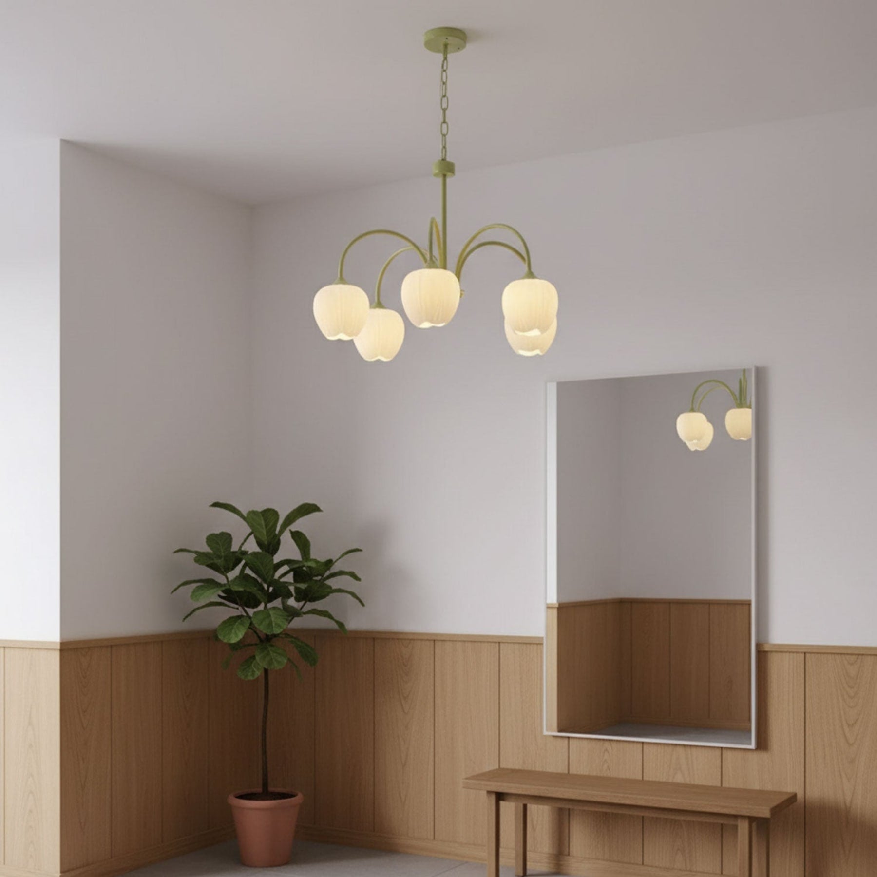 Retro Metal and Glass Chandelier With Selectable Color Light for Living and Dining Rooms — Greenwich Home & Living