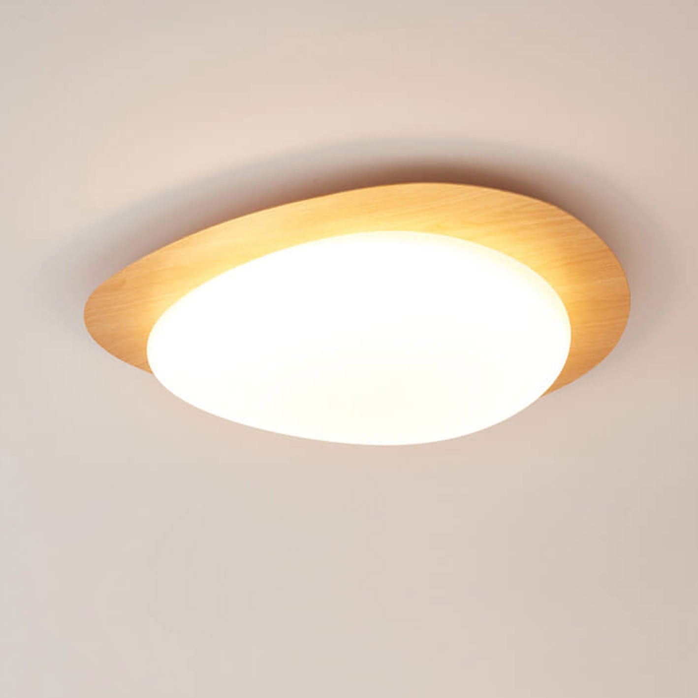 Modern Wood Flush Mount Ceiling Light With Stepless Dimming in Wood Grain — Greenwich Home & Living